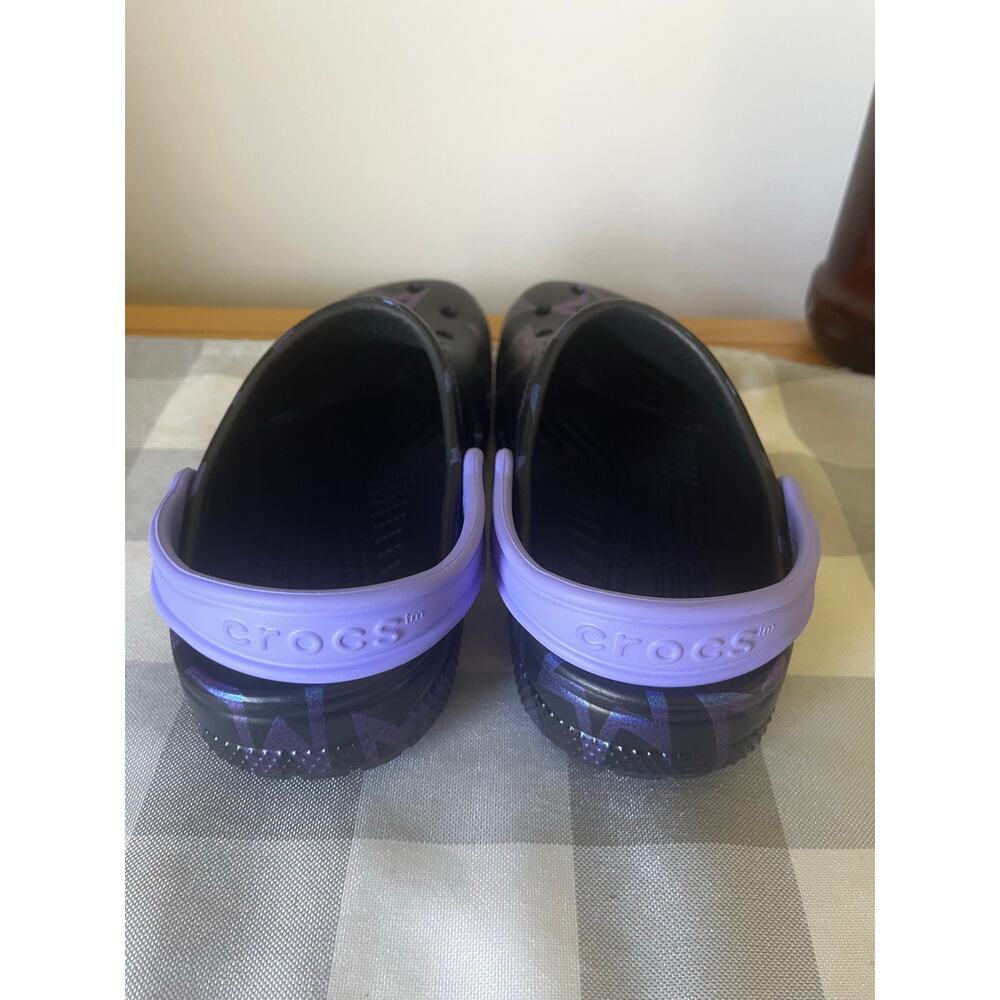 Crocs Classic Disco Dance Party Clogs Big Kid Size 2 Black Purple Stars NEW - Picture 5 of 6